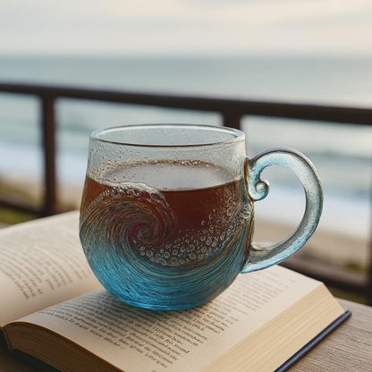 🎁🎁Christmas Best Gifts🔥 Unique Handcrafted Sea Glass Ocean Wave Mug🎁Free Gifts
