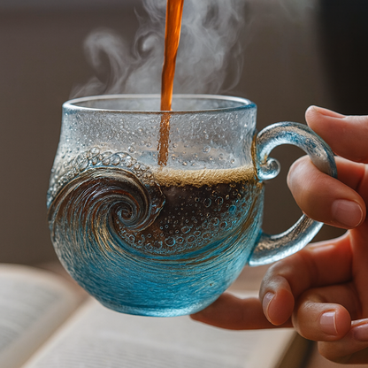🎁🎁Christmas Best Gifts🔥 Unique Handcrafted Sea Glass Ocean Wave Mug🎁Free Gifts