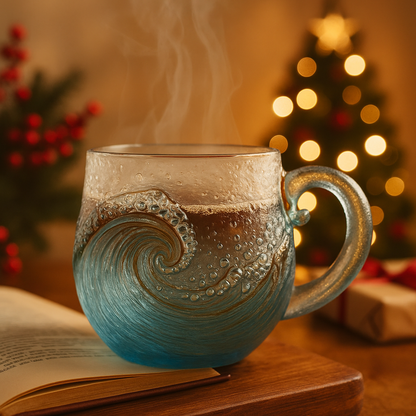 🎁🎁Christmas Best Gifts🔥 Unique Handcrafted Sea Glass Ocean Wave Mug🎁Free Gifts