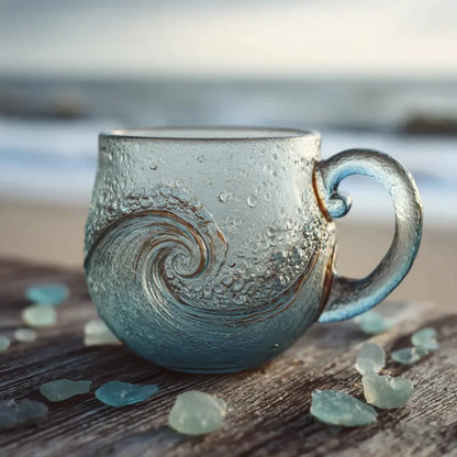 🎁🎁Christmas Best Gifts🔥 Unique Handcrafted Sea Glass Ocean Wave Mug🎁Free Gifts
