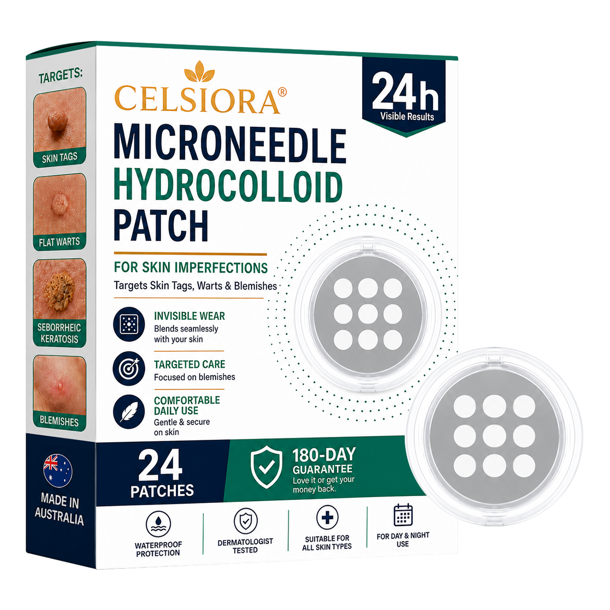 👩‍⚕️👩‍⚕️Celsiora® 2-in-1 Microneedle & Hydrocolloid Mole Removal Patch(Zero Pain, Zero Scars patch)