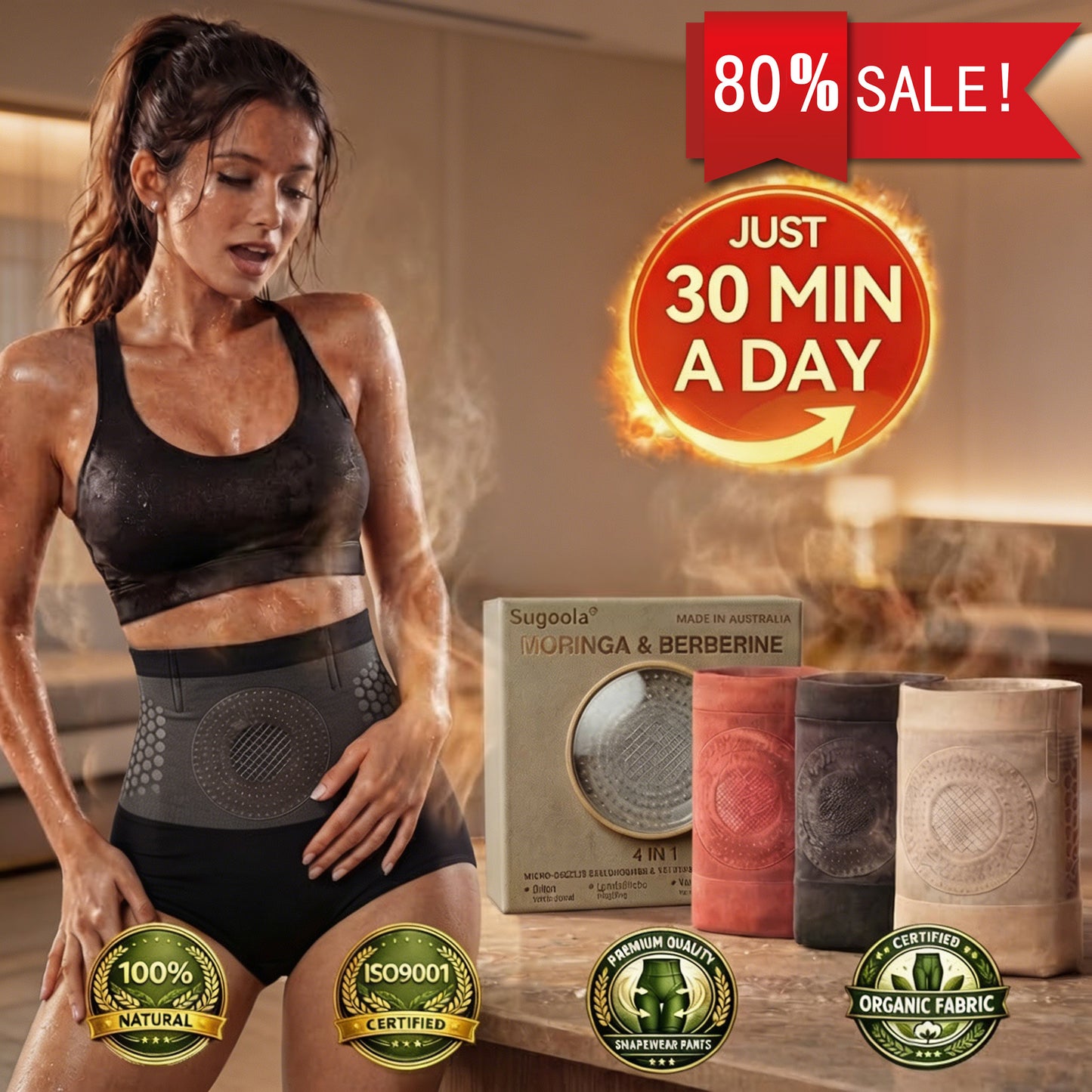 ✅✅Official AU Store 🇦🇺|Sugoola® 𝐌𝐨𝐫𝐢𝐧𝐠𝐚 & 𝐁𝐞𝐫𝐛𝐞𝐫𝐢𝐧𝐞 4‑In‑1 Micro‑Particle Sculpting & Fat‑Burn Shorts